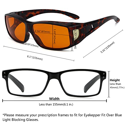 Image of Eyekepper 100% Blue Light Reduction,Fitover Anti-Blue Blocking Computer Glasses Amber Lenses, Tortoise