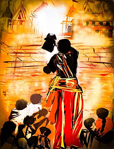 SHSumbul SHSWorks Banaras Ghat (Ganga Aarti) 20x24 (Inch) Wall Art Canvas Painting Signed By Artist For Living Room Bedroom Home & Office Decor Copyright Protected Artwork (Unframed Digital Reprint)