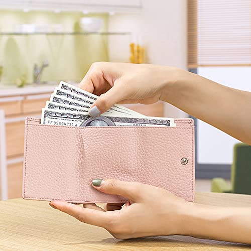 Unisex Anti-Credit Card Fraud Folding Mini Wallets Vegan Mini Wallet for Women Small Trifold Leather Wallet, Red, One Size4