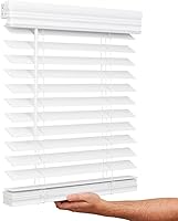Lotus Windoware Cordless 2" Embossed Faux Wood Blinds Bright White 34x60 - Safe Child-Friendly Indoor Window Shades