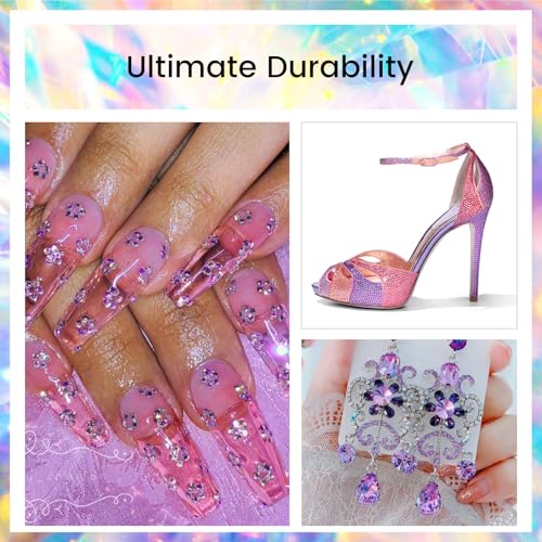 Image of Novani Crystal Rhinestones, Flatback Loose Gemstones 1440pcs Glass Rhinestones for Clothes Shoes Crafts Makeup Nail Art and DIY Decorations(SS16, Lavender)