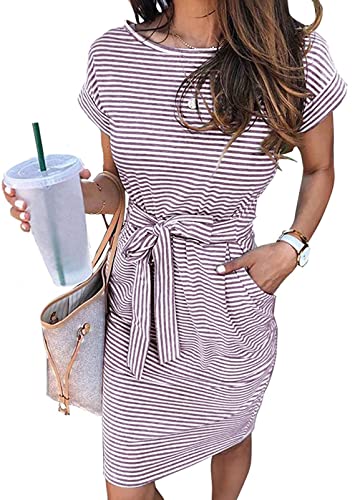 Image of MEROKEETY Women's 2026 Summer Short Sleeve Casual T Shirt Dress