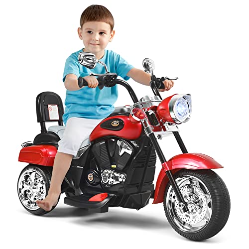 DREAMADE Moto Électrique Enfants 3 Roues 6V Rouge