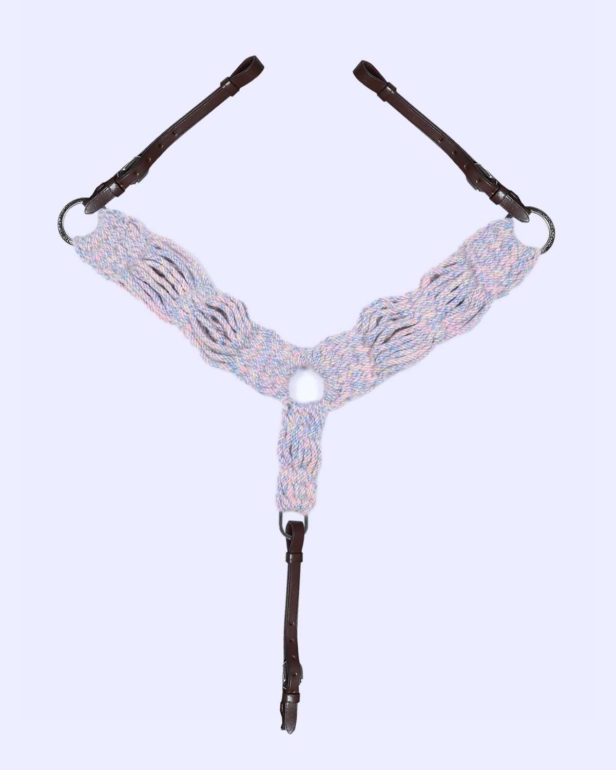 Cheval's International - Collar de pecho ecuestre hecho a mano de lana de 25 hebras, equipo de equitación y cuello elegante (matrimonial, rosa bebé)