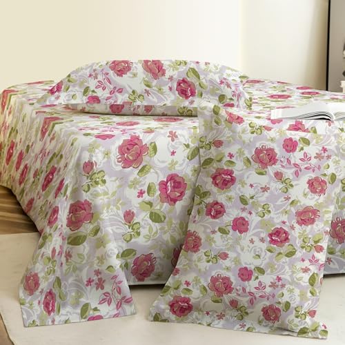 Image of Weave & Decor Super Soft Super Comfortable 144 TC 90x90 inches Printed Cotton Double Bed Bedsheet with Two Pillow Covers