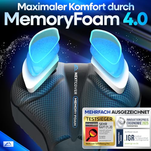 Nextcover® Fahrradsattel Überzug CoverPro mit [Memory Foam 4.0] - Ergonomischer Gel Sattelbezug Fahrrad - Sattelüberzug gepolstert I Fahrradsitz Polster für Damen & Herren Trekking