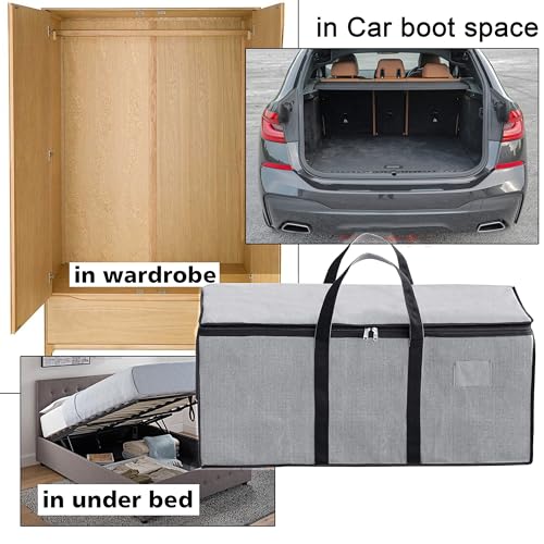 Image of Storite 2 Pack Multi-Purpose Heavy Duty Moisture Proof 81 L Canvas Super-Size Jumbo Storage Bag /Toys /Blankets /Stationery /Clothes /Moving bags With Strong Handles Rectangular(87x26x36cm), Grey