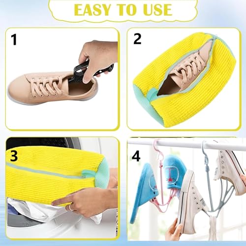 Shoe Washing Machine Bag (8-PCS Complete Set Easy Washing & Drying), unbloo Reusable Shoe Cleaning Bag – Sneaker, Running & Tennis Shoes, Unstain Cleaner Kit, 360° Deep Clean Laundry Bag for Washer3