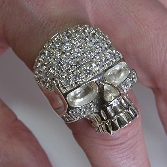 [ジョンブレイズ] 30号 スカルリング きらきら 髑髏 ジルコニア 石 指輪 シルバー925製