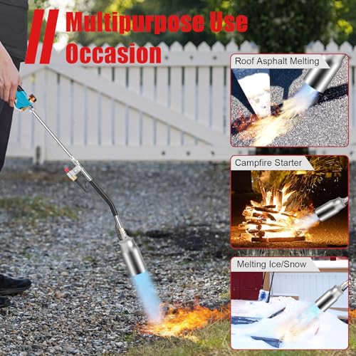 Image of ARTFLAMM Portable Propane Torch Weed Burner Kit with Storage Bag, High Output BTUs & 10 FT Hose, Self Igniter Weed Flame Torch for Campfires,Roofing,Melting Snow and Ice,Road Marking