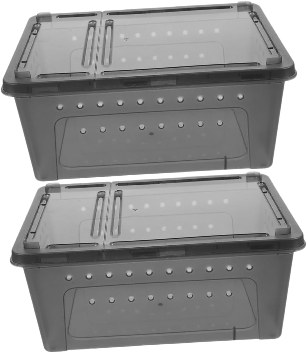 3sets Lizard Breeding Box Viewing Window Reptile Tank Accessory Reptile Feeding Box Spider Terrarium 2pcs*3