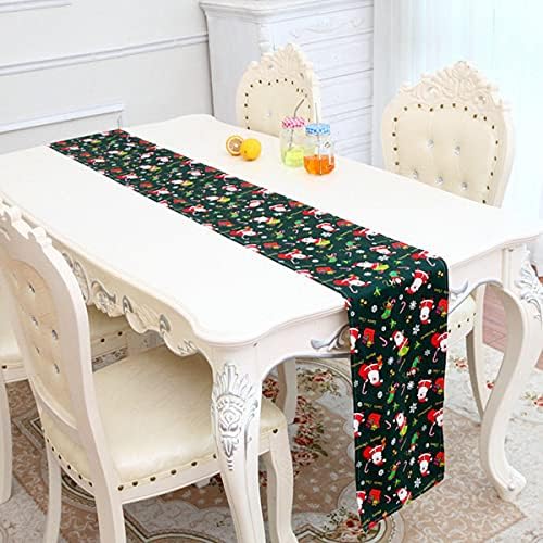 Christmas Table Runner, Santa Claus Pattern Home Tablecover Decoration, Non-slip Long Xmas Table Cloth Runner for Halloween Christmas Home Kitchen Party Wedding Thanksgiving(Green, 11.8 x 70.8 inch)