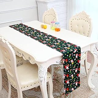 Christmas Table Runner, Santa Claus Pattern Home Tablecover Decoration, Non-slip Long Xmas Table Cloth Runner for Halloween Christmas Home Kitchen Party Wedding Thanksgiving(Green, 11.8 x 70.8 inch)