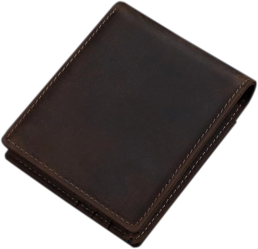 HRS Genuine Leather Mens Wallet Trifold RFID Blocking Money Clip for Men with 1 ID Window 12 Card Holders - image 5