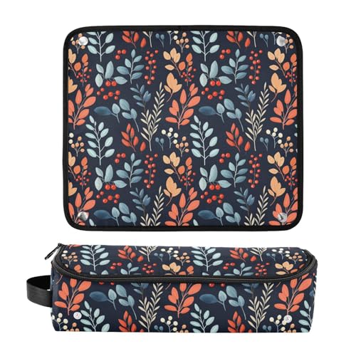 Bolsa organizadora resistente al calor para herramientas de cabello con diseño Leaf Fir Marble, incluye tapete aislante térmico portátil miniatura 3