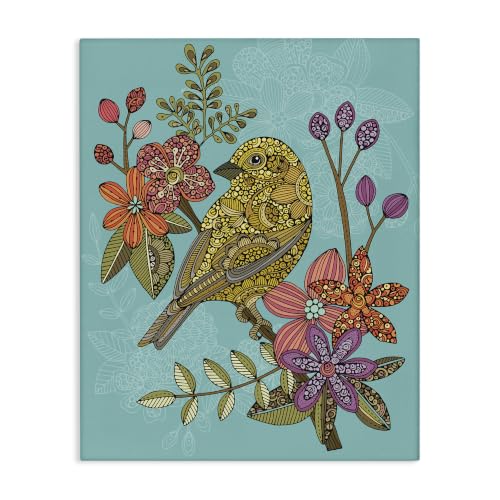 Finch Floral Branch Pattern, 16 x 20 Inch Canvas Wall Art