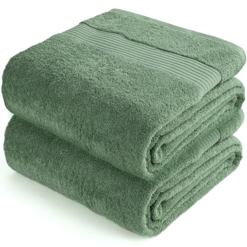 Image of Cotton Paradise 100% Cotton Turkish Towel Set, Soft Absorbent Quick Dry, 2 Piece 35x70 Bath Sheet Set, Sage Green