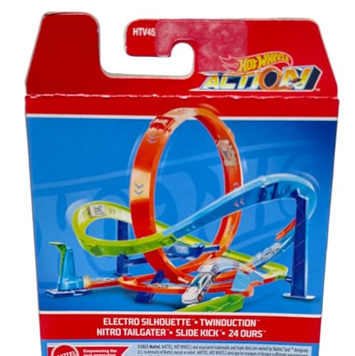 Image of Hot Wheels Car 2024 Action Pack of 5 (Electro Silhouette, Twinduction, Nitro Tailgater, Slide Kick, 24 Ours) Multi - Color