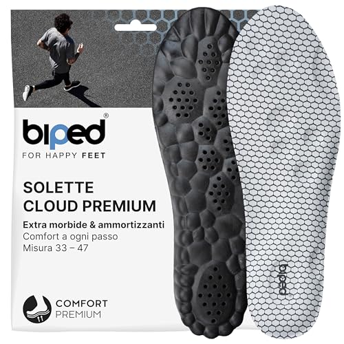 biped solette Cloud ultra morbide per sport, uso quotidiano e scarpe da lavoro – Solette ortopediche ammortizzanti con cuscinetto tallone – Schiuma massaggiante z2939(33-35)