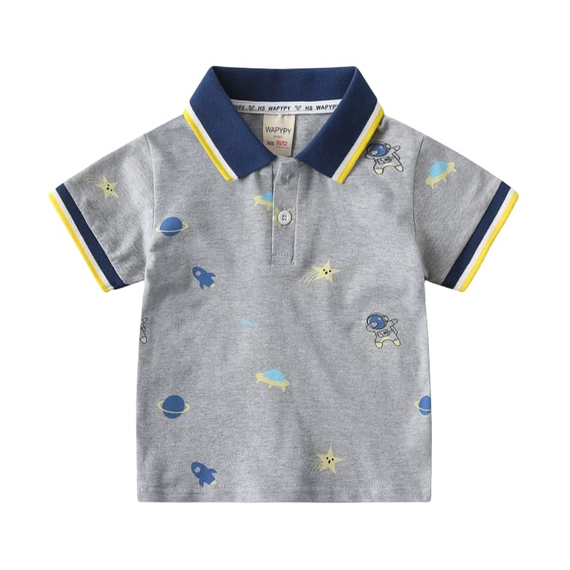 Kids Toddler Baby Boy Button Down Shirt Short Sleeve Dinosaur T-Shirt Color Block Tops Casual Tee Blouse Clothes (Gray,18 Months)