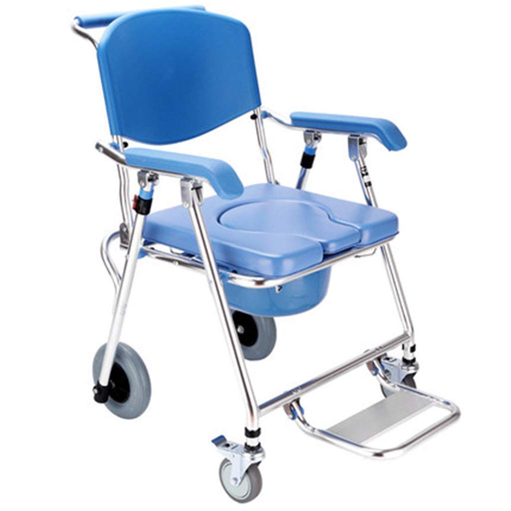 Gthtuhfd Women's A Bedside Toilet Seat Stool, Folding Commode Chair, Deluxe Waterproof Bath Stool, Rolling Shower Wheelchair For Seniors