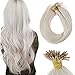 Produktbild LaaVoo 20 Zoll Remy Haarverlangerung Echthaar Bondings Haare Tips Platinblond #60 50G/50S I Tip Human Hair Extension Smooth Straight