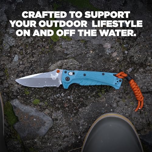 Benchmade - Mini Adira Outdoor, Water, Fishing Knife, Drop-Point Serrated Blade with Depth Blue Grivory Handle (18065S) - Image 6