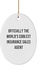 Gifts from Friends - Officially The Worlds Coolest Insurance Sales Agent Oval Ornament, Unique Christmas Unique Gifts for Insurance Sales Agent Men, Funny Quote