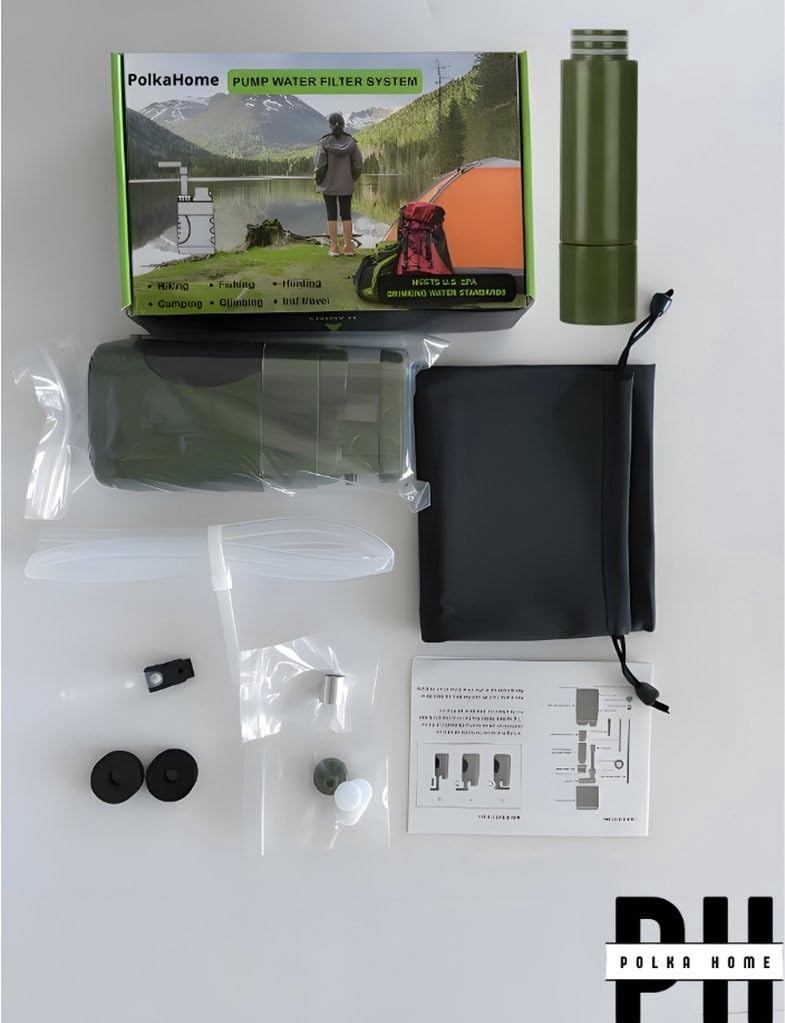 Wasserfilter Survival – Outdoor Wasserfilter 10000L – Tragbares Wasseraufbereitungsgerät für Camping & Notfall – inkl. Ersatzfilter