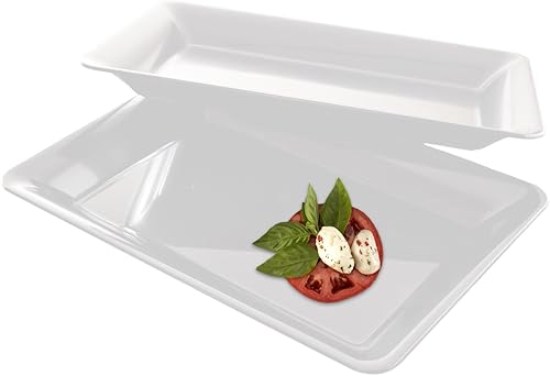 EMI Yoshi EMI-1014W Bandeja rectangular de plástico para servir, 10 x 14 pulgadas, color blanco, 25 por caja