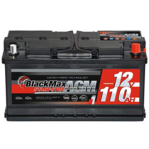 Autobatterie AGM 12V 110Ah Start-Stop BlackMax Starterbatterie VRLA statt 105Ah