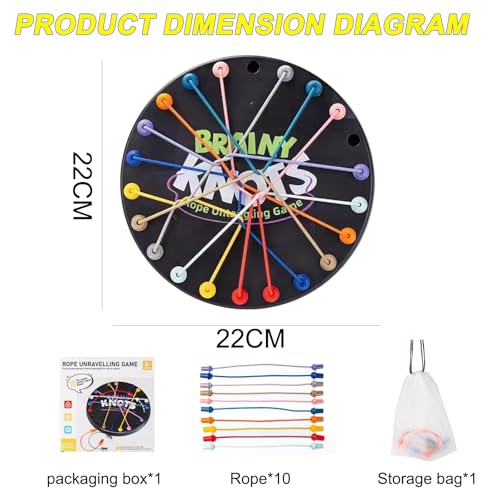 Brainy Knots Puzzle Game - Twisted Rope Brain Strategy Rope Challenge Toy, Interactive Strategic Knot Untying Toy, Board Games Puzzle Games Kids for Family Gathering, Gifts for Kids