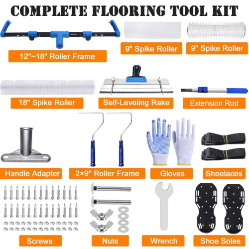 Kit de herramientas para concreto autonivelante, rodillo con púas de 18 pulgadas, set para piso epóxico miniatura 2
