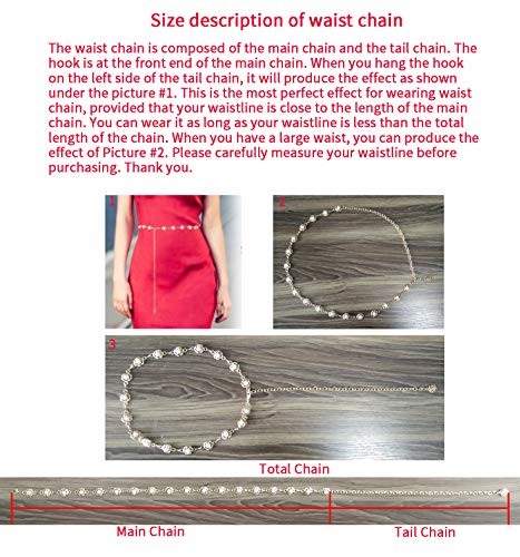 Women's Metal Chain Flower Pearl Belts Gold Silver4