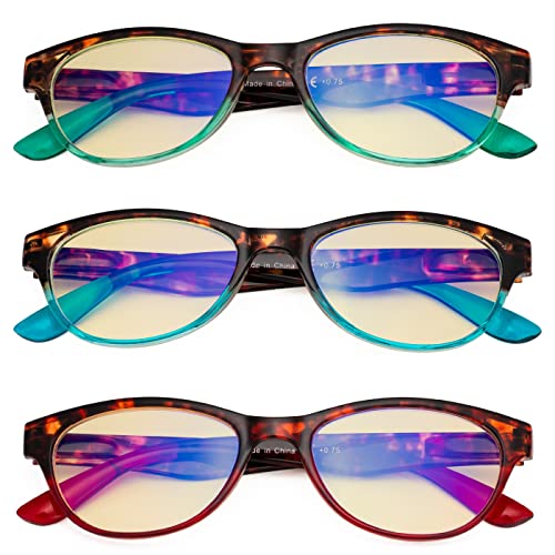 Image of Eyekepper 3 Pack Reading Glasses Blue Light Blocking Computer Eyeglasses Yellow Tinted Filter Lens