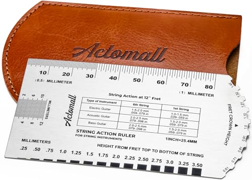 Guitar String Action Gauge with Leather Case