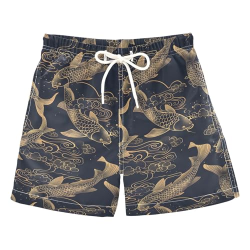 ALAZA Golden Fish Cloud Boys Quick Dry Beach Board Shorts Kids Swim Trunks Bathing Suit Swimsuit