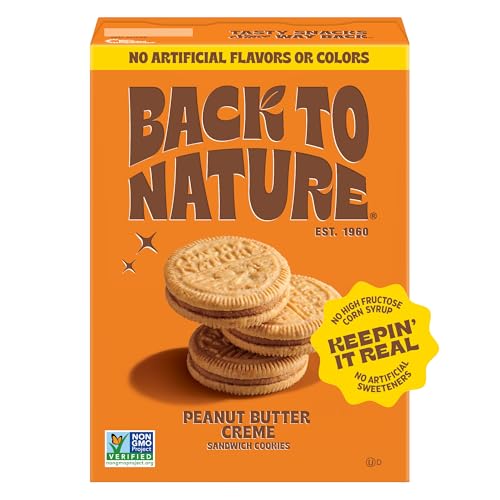 Back to Nature - Peanut Butter Creme Sandwich Cookies - Made with Real Ingredients like Wheat Flower & Whole Grains - Seriously Tasty Snack - Non-GMO - 5.5 Ounce