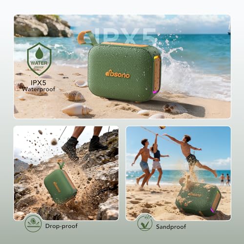 Image of Portable Bluetooth Speaker Line-in Support: IPX5 Waterproof, Dark Green