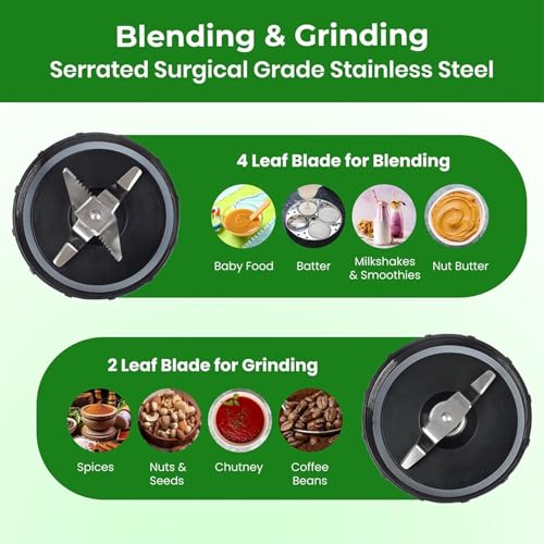 Image of Balzano Bullet Mixer Grinder 500W, 3 Jars-2 Blades, 3 Lids, Blender for Smoothies and Juices, Nutri Blender for Kitchen, Smoothie Maker, Italian Design, Made in India, Black