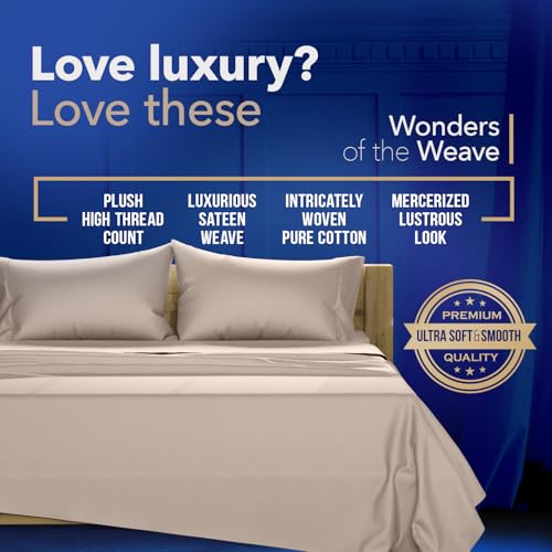 Image of TEXAS LINEN CO. 1000 Series Egyptian Cotton Twin XL Sheet Sets, Taupe