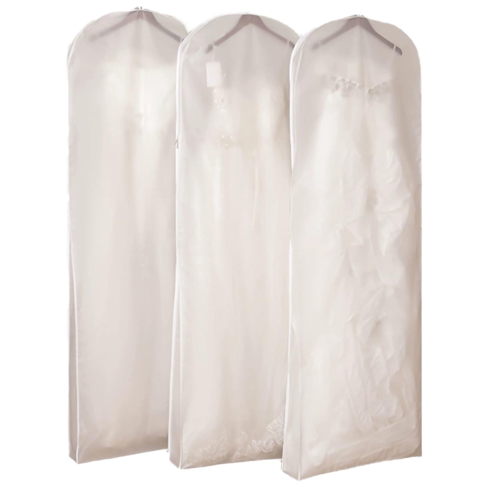 Juego de 3 Fundas largas translúcidas para Ropa con Cremallera Lateral, protección contra el Polvo para Abrigos, Vestidos y Ropa de Coro (160 x 58 x 15 cm / 63 x 23 x 6 Pulgadas)