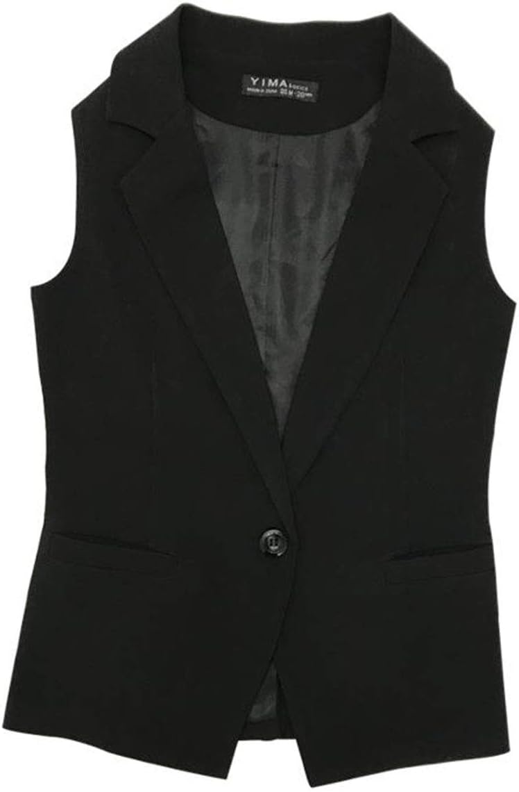 [YYQ-SHOP] テーラードベスト レディース スリム チョッキ 一つボタン スーツネック ファッション 事務服ノースリーブ フ