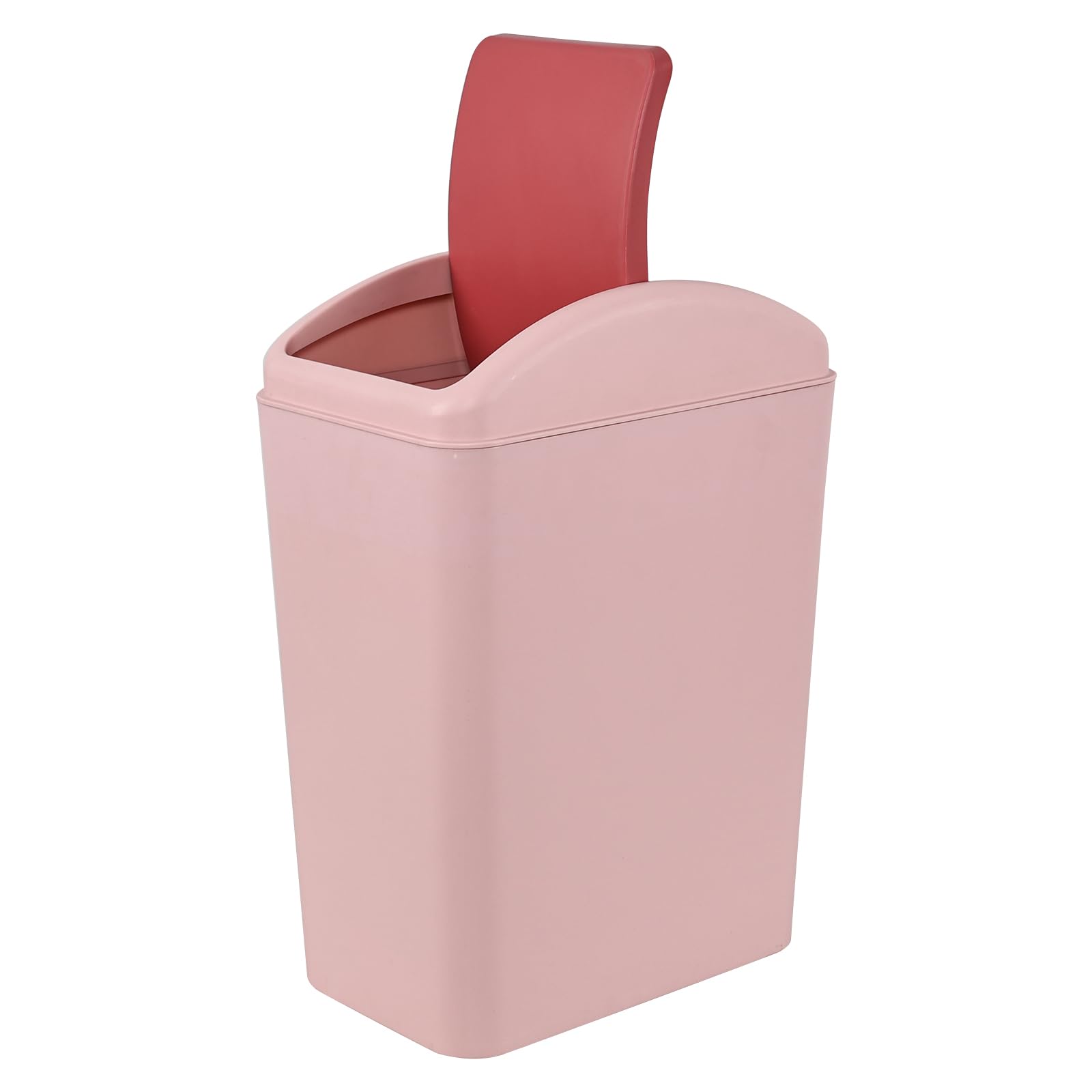 Easymanie 16L Plastic Garbage Bin with Swing Lid, Swing Top Trash Bin, Pink