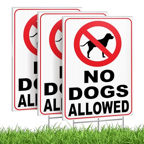 No Dogs Allowed Sign 8 x 12 Inch Double-Sided Coroplast 3 Pack