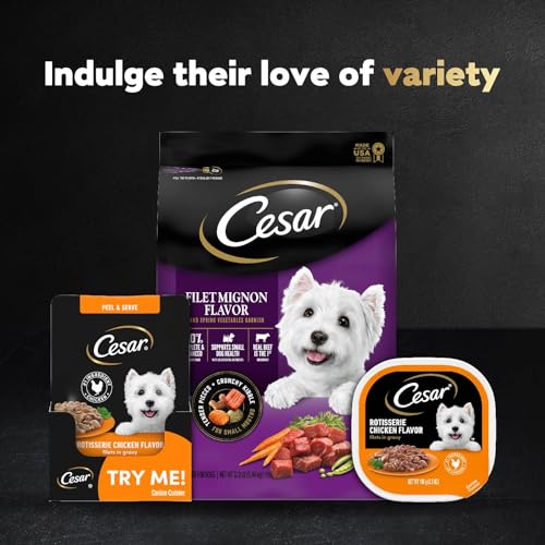Cesar Filets In Gravy Wet Dog Food Filet Mignon Flavor And Rotisserie Chicken Flavor Variety Pack, 1.76 Oz. Mini-Pouches thumb #10