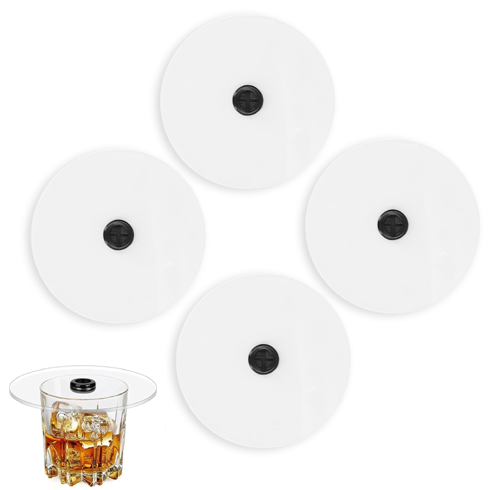 4PCS Smoke Infuser Lids, 4.7" Cocktail Drinks Smoking Covers Round Drink Smoking Cover Cocktail Wine Cover Smoking Meat Tools Smoke Infuser Accessories for Wine Cups Goblet Glasses Tumblers