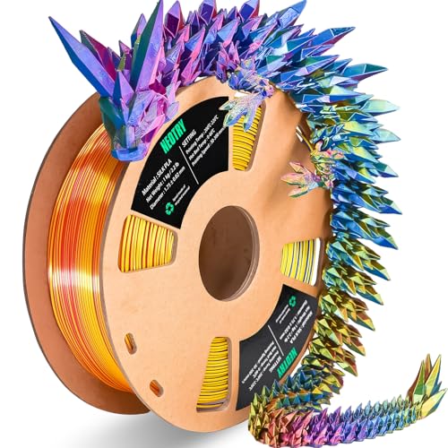 Image of NEOTRY Silk Tri Colour PLA Filament 1.75mm 1kg, Multicolor 3D Printer Filament, Filament 3D Printing Materials for Most FDM 3D Printer, Silk PLA Red Yellow Blue, Rainbow PLA Filament 1.75mm ± 0.02