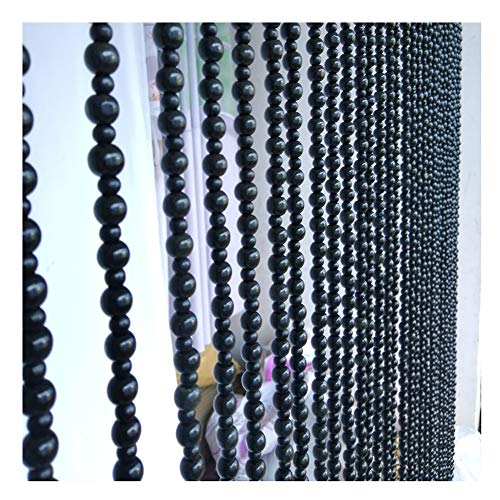 Beaded Curtain PENGFEI Wooden Beads Door String Curtains Room Divider Screen Panel Doorway Closet Passage Hanging, Black, Width 63-100cm (Color : A, Size : 21 strands-63cmx215cm)