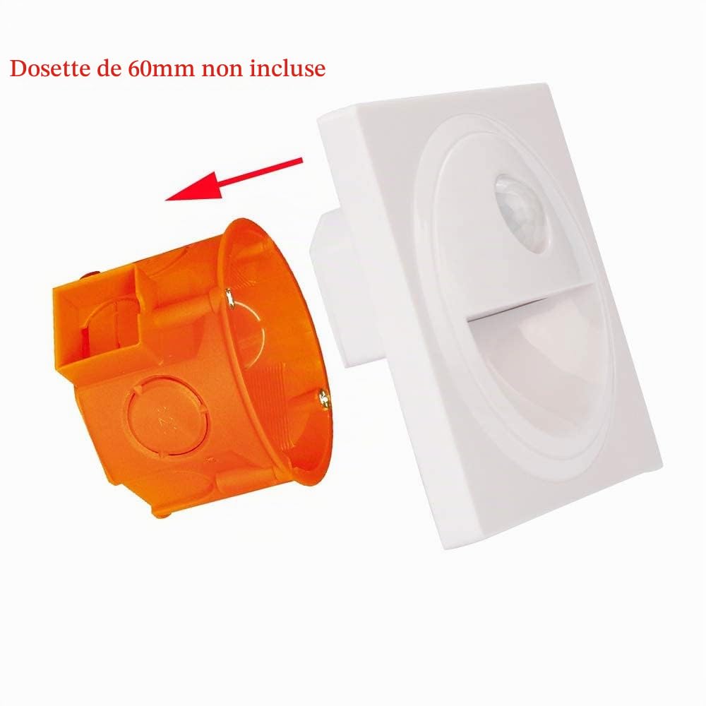 Arotelicht Arote LED Applique Encastré Murale d'escalier éclairage étape escalier lampe avec Détecteur de Mouvement en Plastique IP20 (Blanc, 3000K)